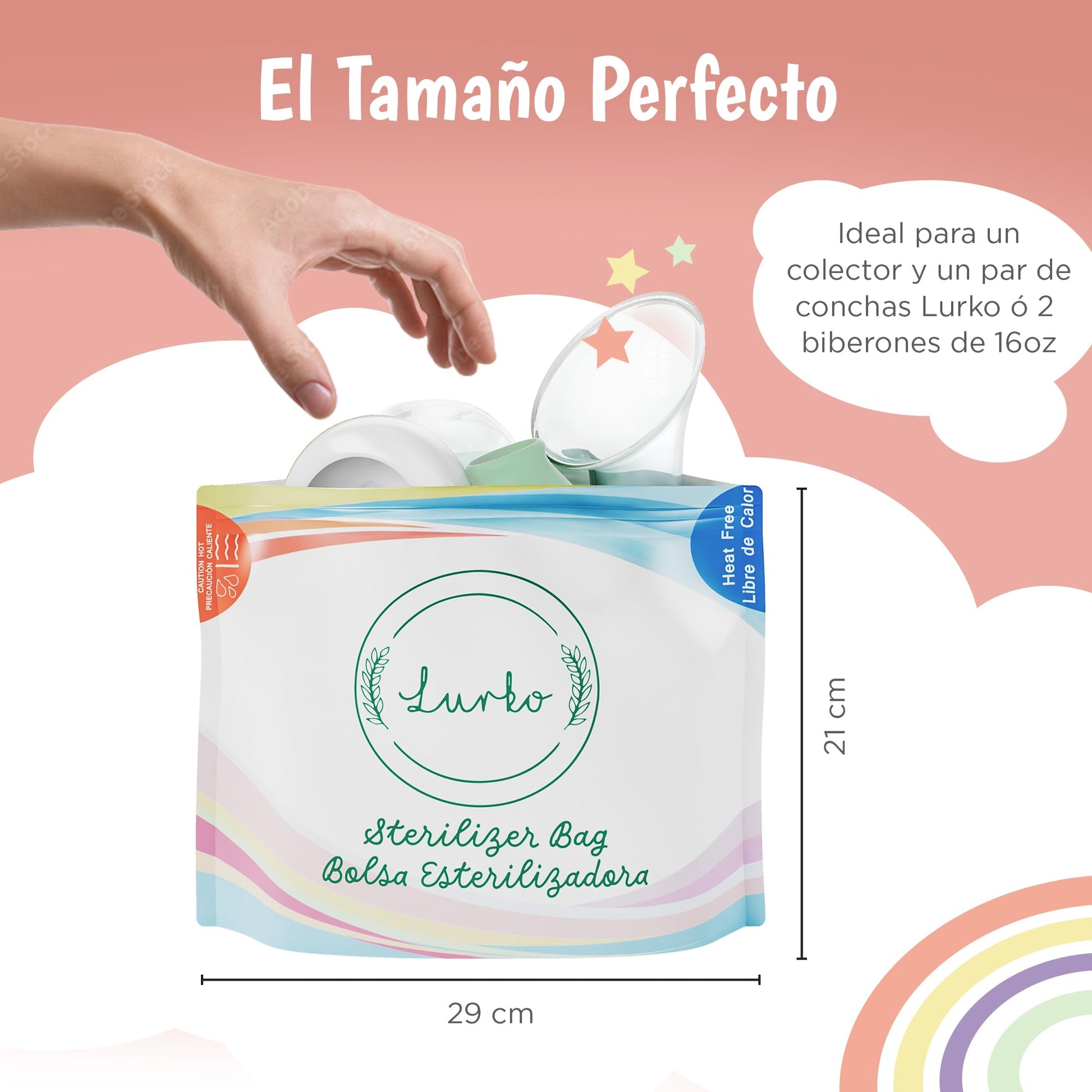 Lurko Esterilizador de Biberones para Accesorios de Extracción de Leche Materna Bolsas Esterilizadoras 6 Piezas Reutilizables Hasta 20 Ocasiones Libres de BPA