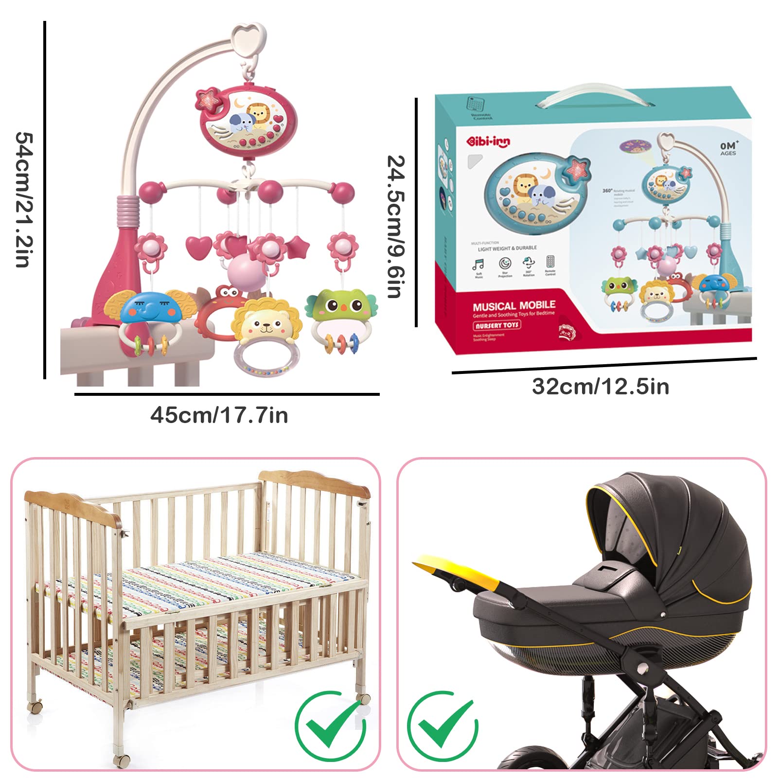 Juguetes para Cuna de Bebe Musical,Móvil para Bebé Giratoria 360° con Proyección y Mando A Distancia,decoración de cama para recién nacidos,Regalo para Recién Nacidos