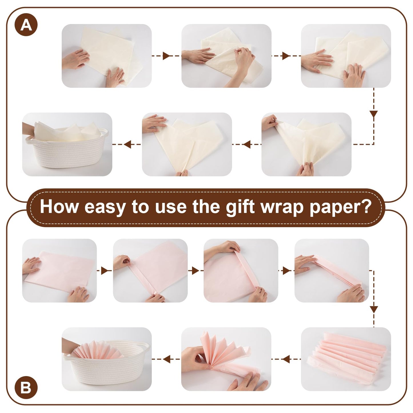 OIAHOMY - Cesta de regalo con asa, cesta tejida de 13.4 x 10 x 5.5 pulgadas, con bolsa de regalo, cinta y papel de seda, contenedores vacíos para llenar con toallas, bebé, organizador de juguetes para