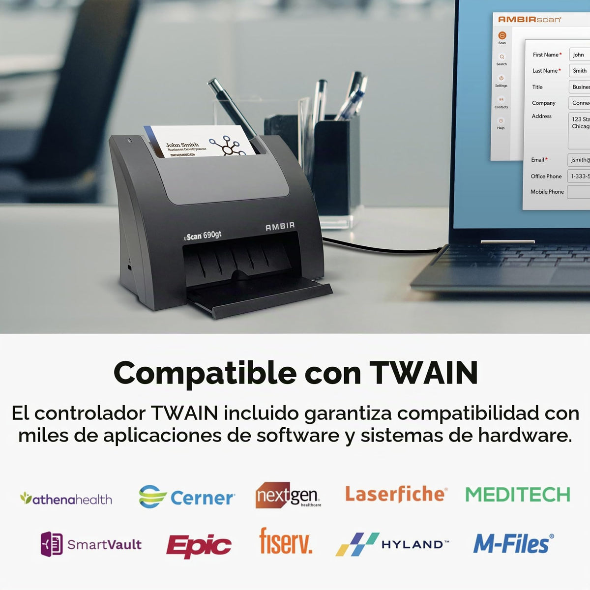 Escáner de Tarjetas Ambir nScan 690gt Alta Velocidad Vertical