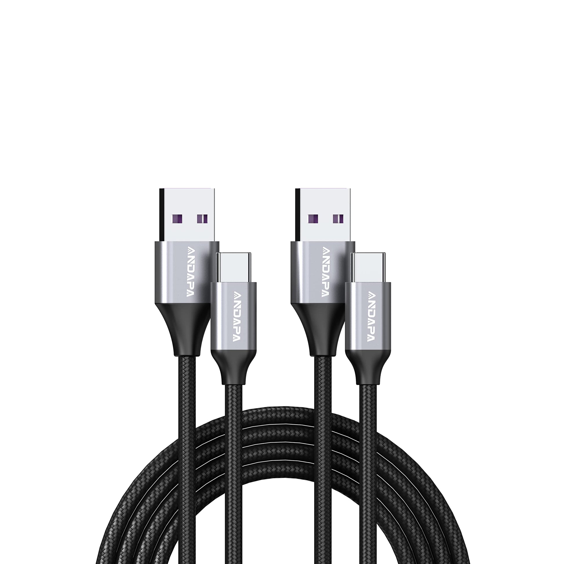 Cable USB C ANDAPA Negro Carga Rápida Compatible con Galaxy, Xiaomi, GoPro, OnePlus, Huawei y LG