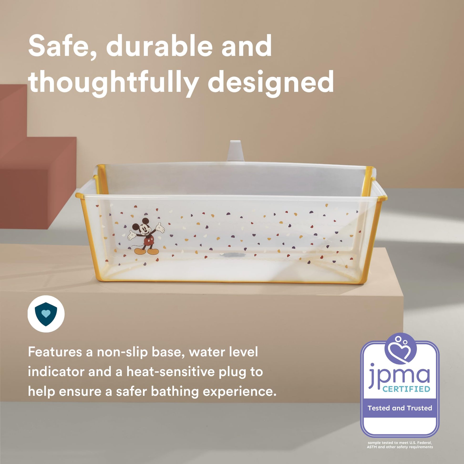 Bañera Stokke Flexi Bath XL, Mickey Celebration - Bañera plegable para bebé - Ligera, duradera y fácil de guardar - Práctica para usar en casa o de viaje - De o a 6 años