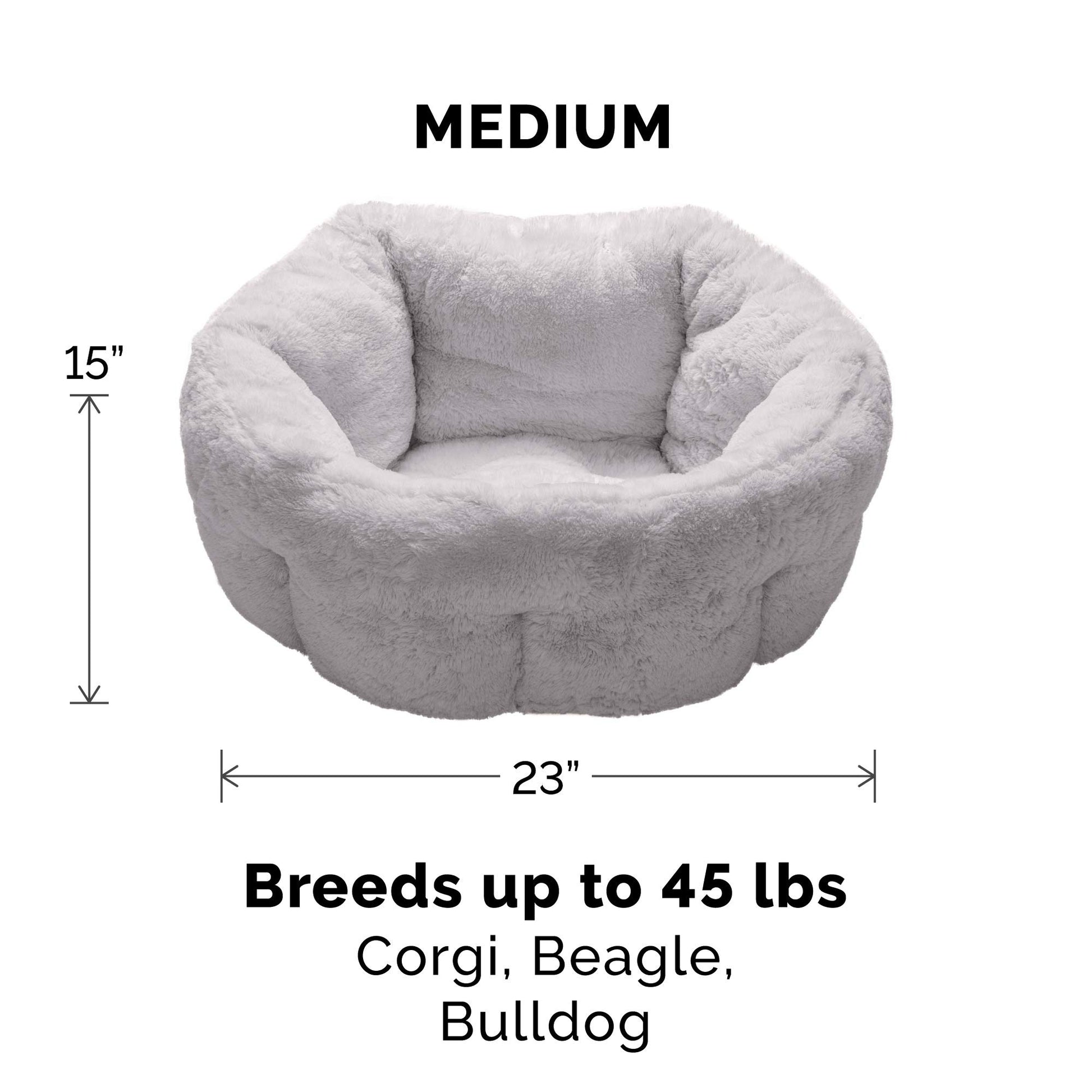 Furhaven 23" Round Medium Dog Bed Hi Lo Self-Warming Luxury Plush Faux Fur Cuddler, Washable - Gray, Medium
