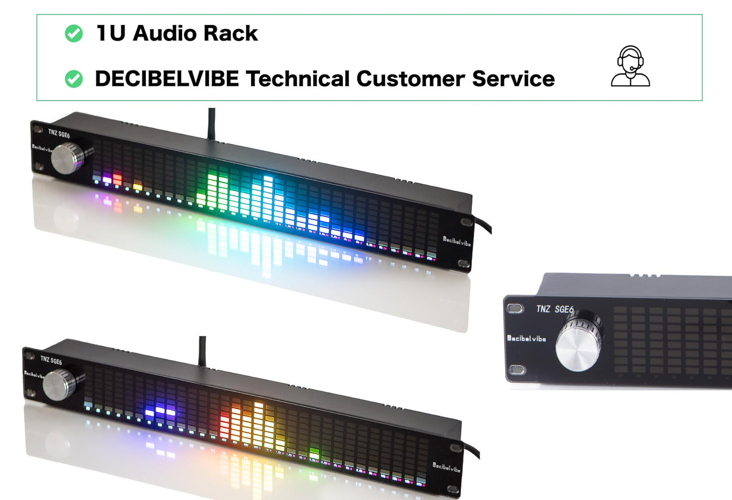 Decibelvibe TNZ SGE6 - Ecualizador Gráfico de Audio con Entrada y Salida RCA Trasera + Auxiliar de 3.5, Micrófono Integrado y USB, Preamplificador para Audio en Casa, Profesional, Automóvil, HiFi