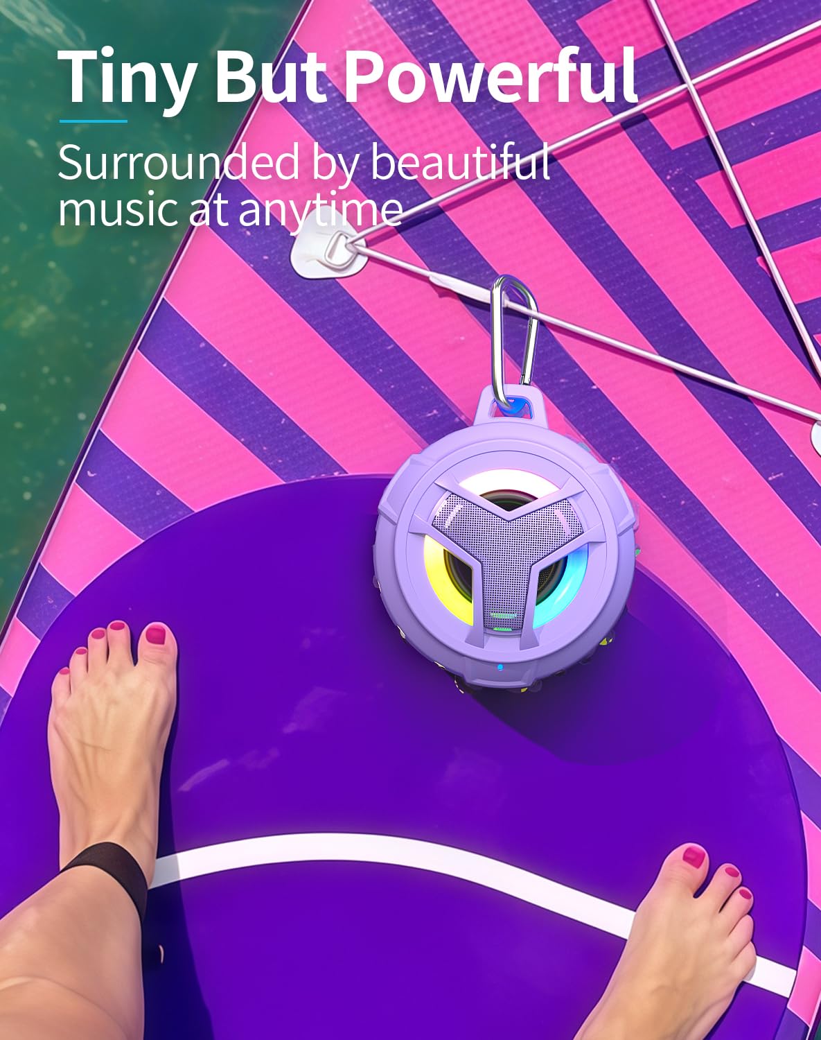 EBODA - Altavoz de Ducha Bluetooth, Altavoces Pequeños Inalámbricos Portátiles Impermeables IP67, Flotante, 24H de Reproducción para Casa, Playa, Piscina, Kayak, Senderismo, Accesorios de Barco