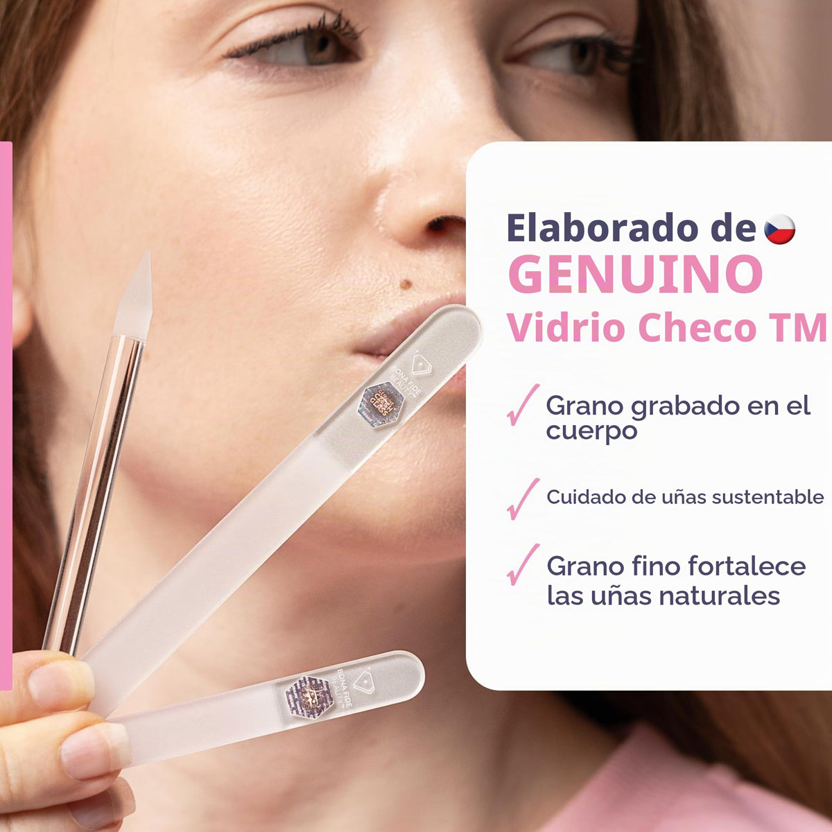 Juego de limas de uñas de cristal para cutículas, limas de uñas de manicura en estuche, limado de precisión, suave en uñas naturales y cutículas, vidrio checo de calidad prémium