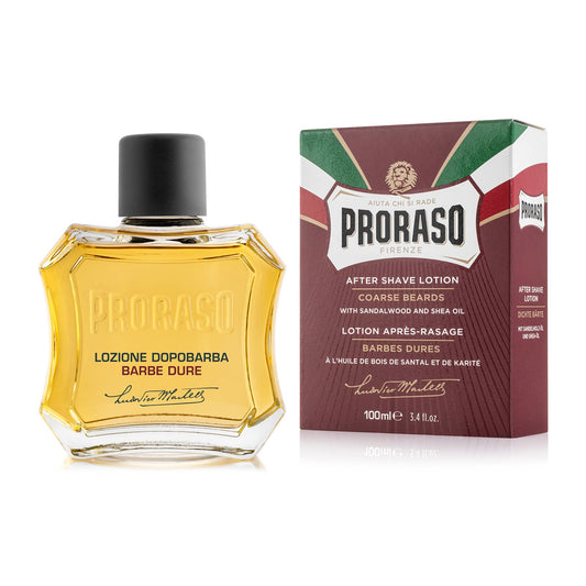 Proraso Loción After Shave Sándalo y Manteca de Karité Hidratante para Barba Dura, 100 ml