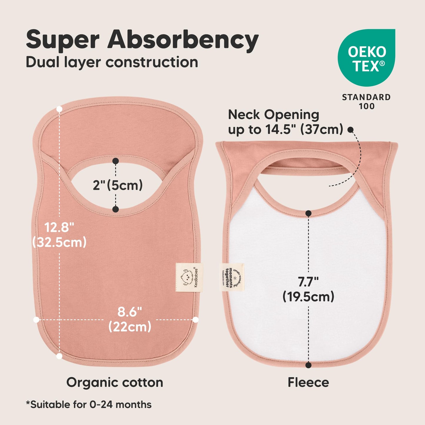 KeaBabies - Paquete de 8 baberos para bebés para niños y niñas, baberos sin botones para la dentición, bebé niña y niño pequeño, recién nacido, suave y absorbente, colores bonitos, cobertura grande