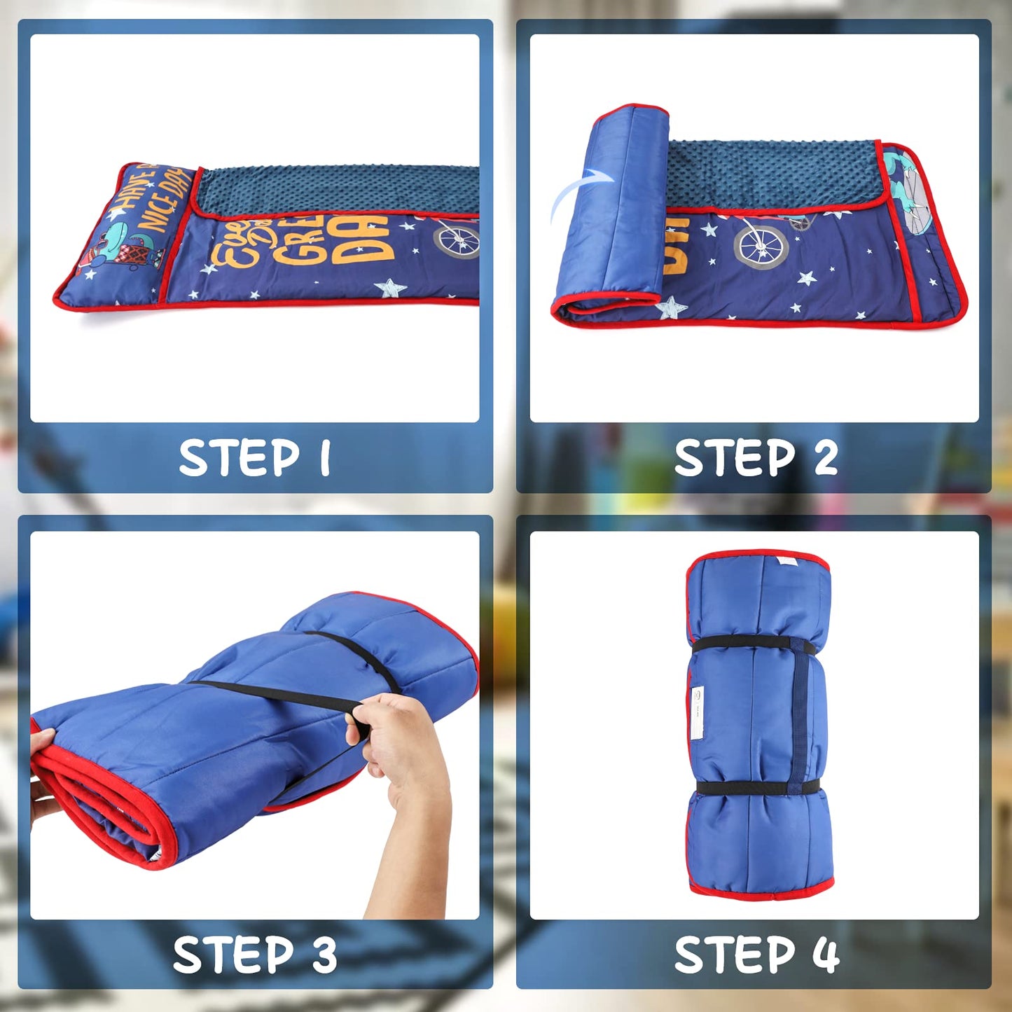 TANOSHII® - Tapete de siesta para niños pequeños con almohada y manta, tapetes portátiles para niños, para guardería, preescolar, 21 x 53 pulgadas, sacos de dormir ligeros y suaves para niños