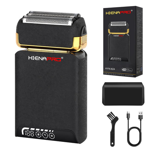 Afeitadoras Eléctricas HIENA PRO Aluminio Antracita Recargables USB LCD para Hombre