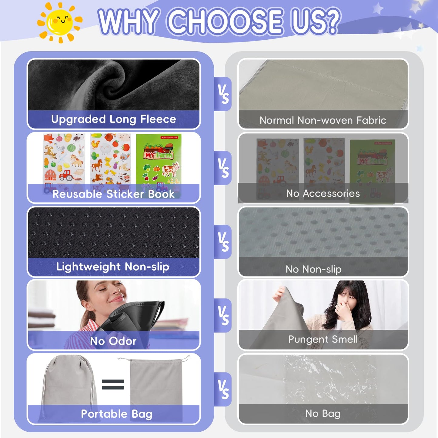 GoCozy - Cama de avión para niños, artículos esenciales de viaje para niños, artículos esenciales de viaje para avión con libro de pegatinas, color negro