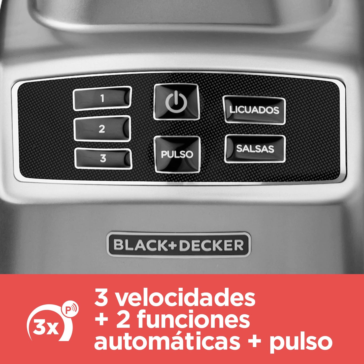 BLACK+DECKER Licuadora Pulverix Digital, con Vaso Personal, 3 Velocidades con 6 Cuchillas y Jarra de Vidrio 1.5lts, 700 Watts de Potencia, BL1840MS-MX