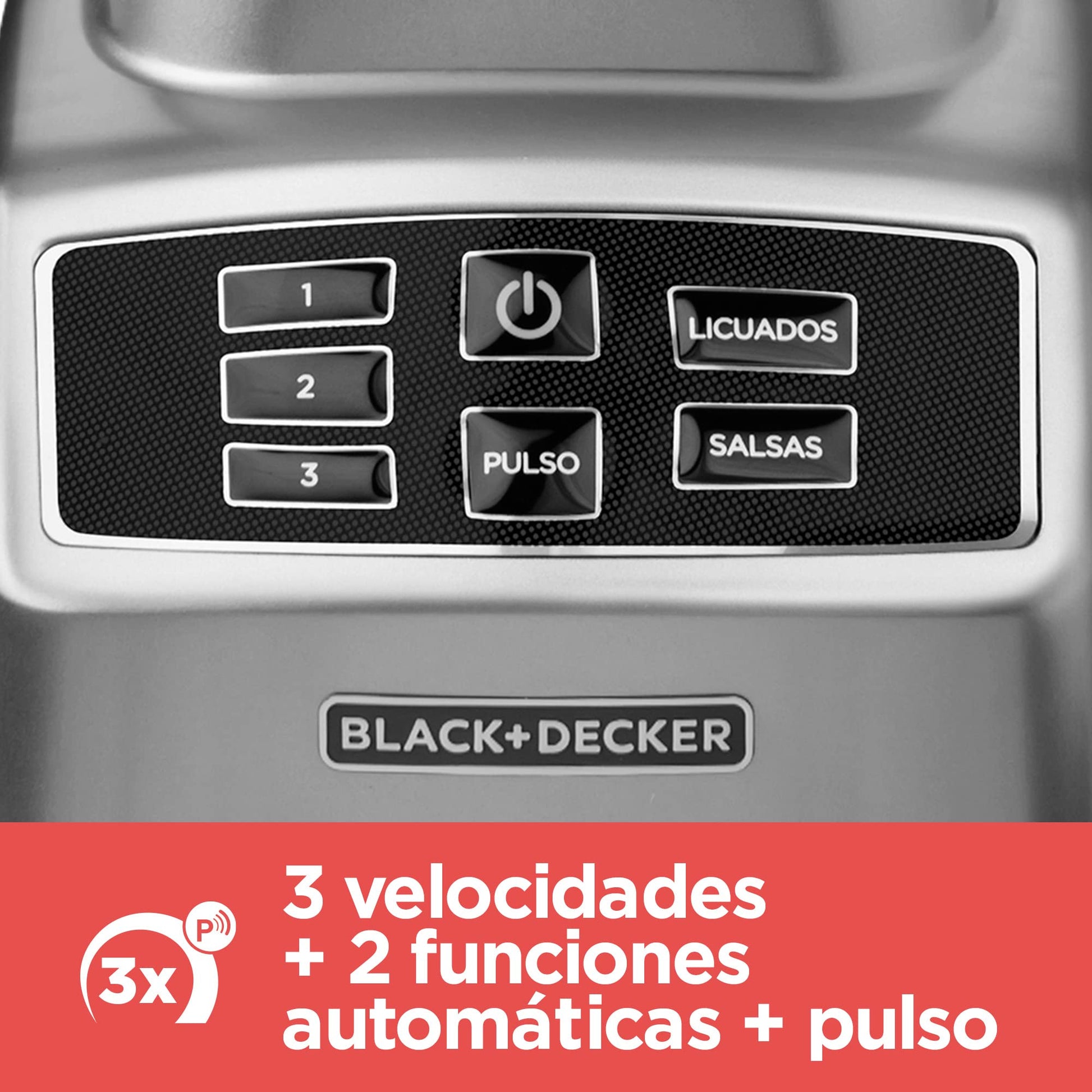 BLACK+DECKER Licuadora Pulverix Digital, con Vaso Personal, 3 Velocidades con 6 Cuchillas y Jarra de Vidrio 1.5lts, 700 Watts de Potencia, BL1840MS-MX
