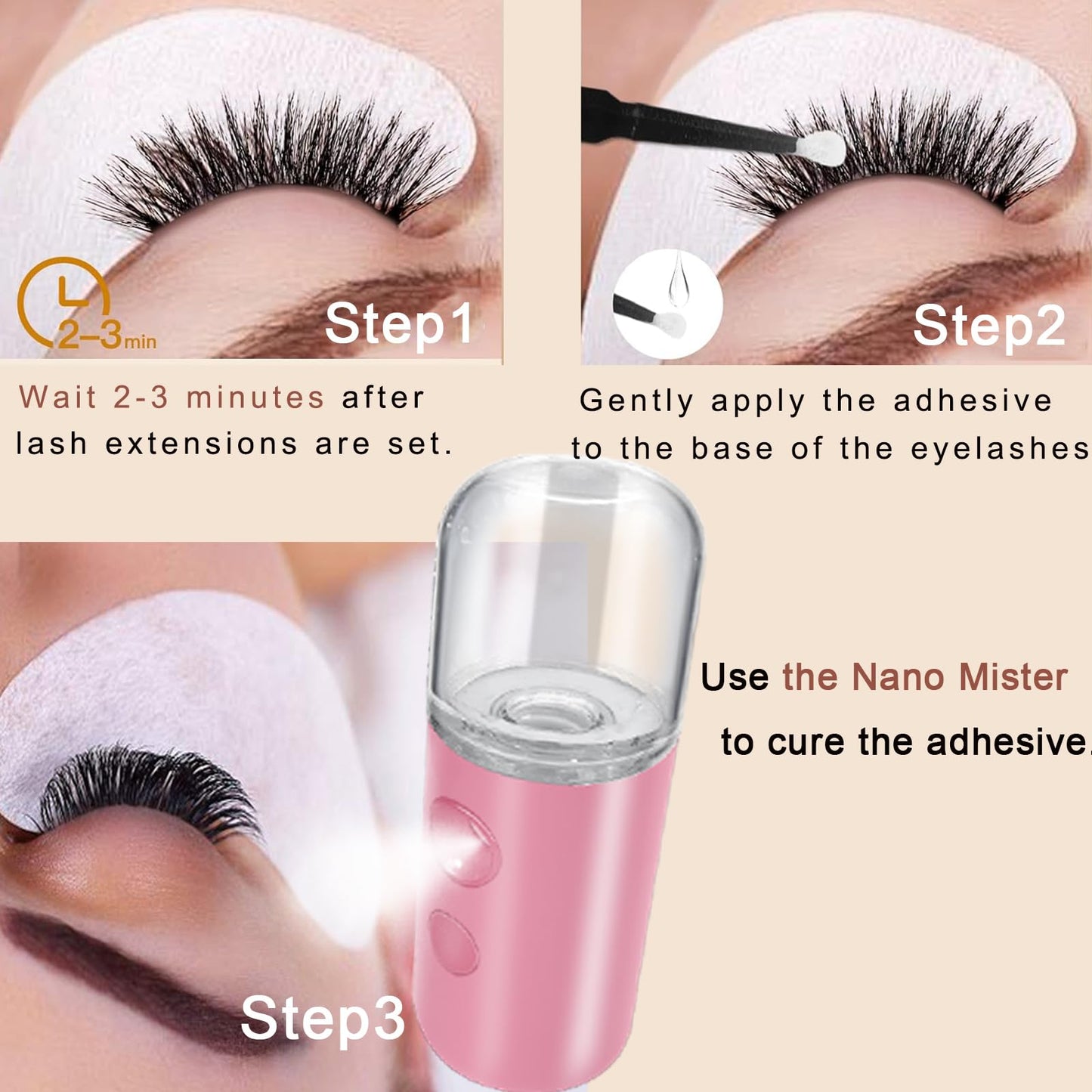 Paquete de 2 rociadores faciales Nano, vaporizadores faciales frescos portátiles, Mini Nano Mister para hidratación facial, (rosa)