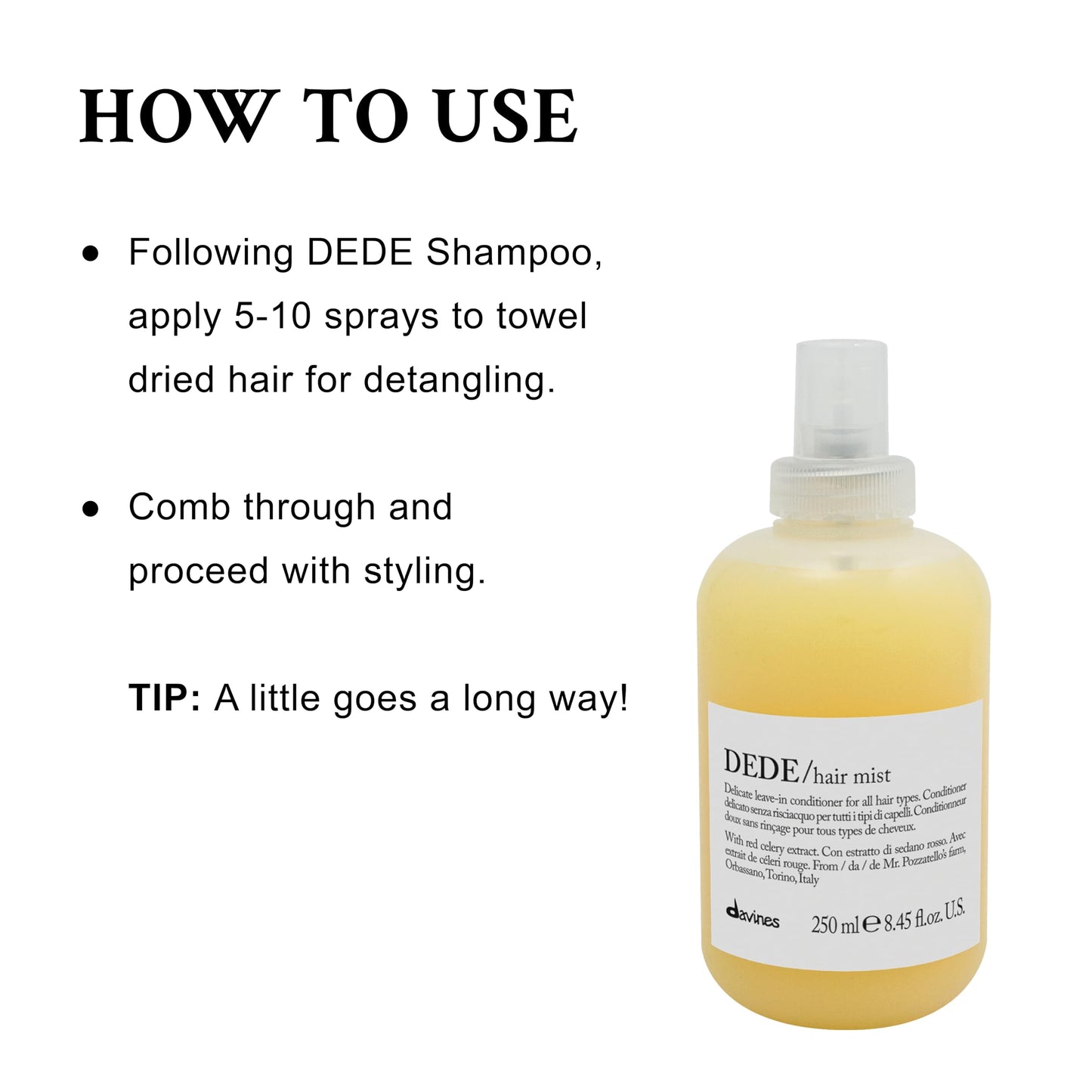 Davines DEDE Hair Mist | Spray para desenredar cabello | 250 ml