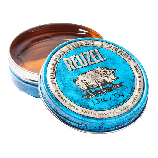 Reuzel Blue pomada de fuerte fijación soluble en agua - Fórmula de cera concentrada para hombre con fijación orgánica y natural - Producto vegano fácil de aplicar y quitar - Fragancia original - 35g
