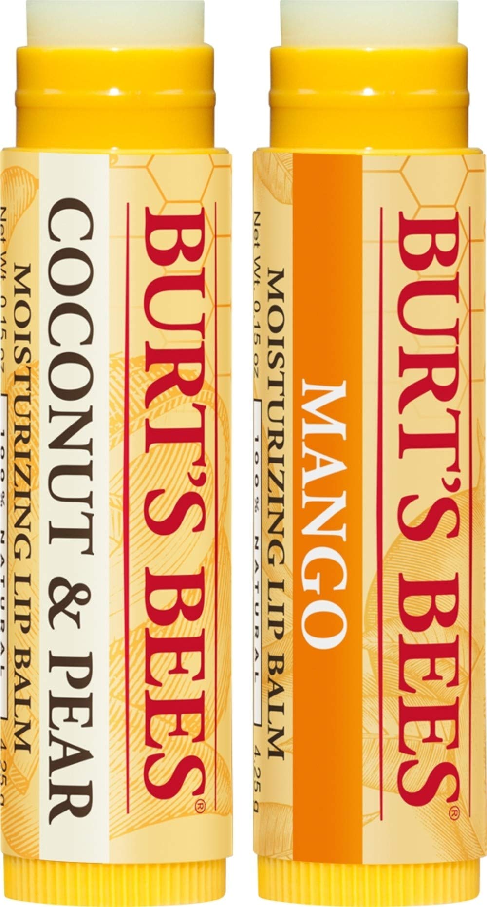 Burt's Bees Bálsamo Labial de Coco y Pera and Mango - Coconut and Pear and Mango Lipbalm - Pack x2