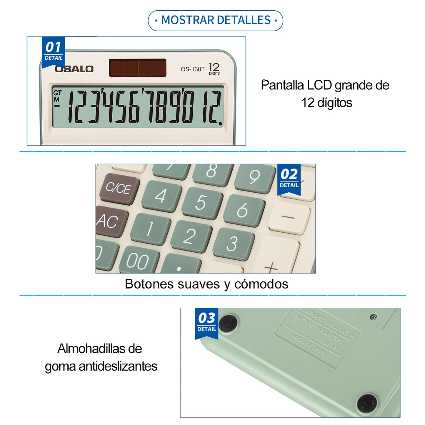 Calculadora de Escritorio pendancy Verde Pantalla LCD Grande con Función de Impuestos para Office Home