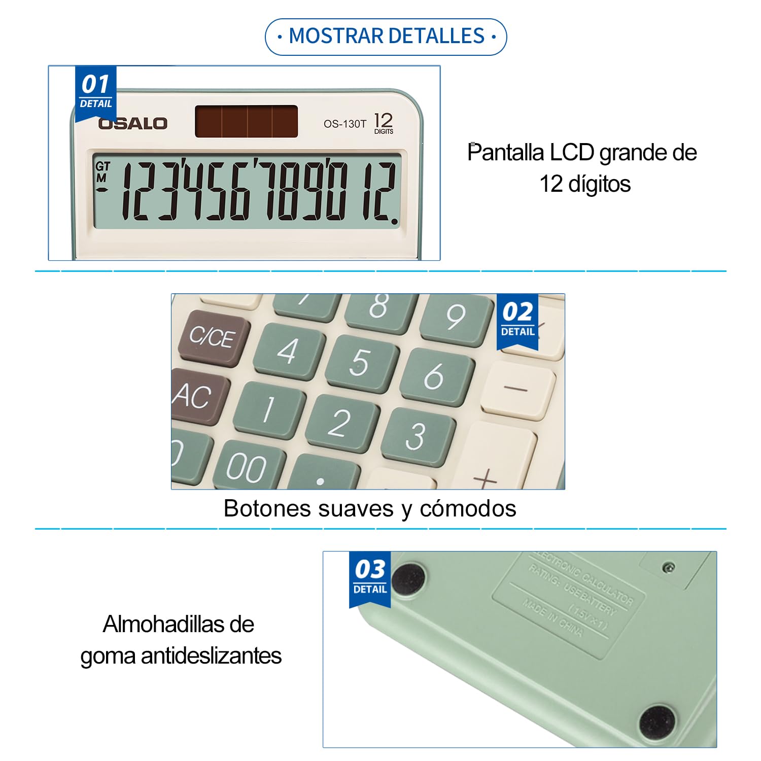 Calculadora de Escritorio pendancy Verde Pantalla LCD Grande con Función de Impuestos para Office Home