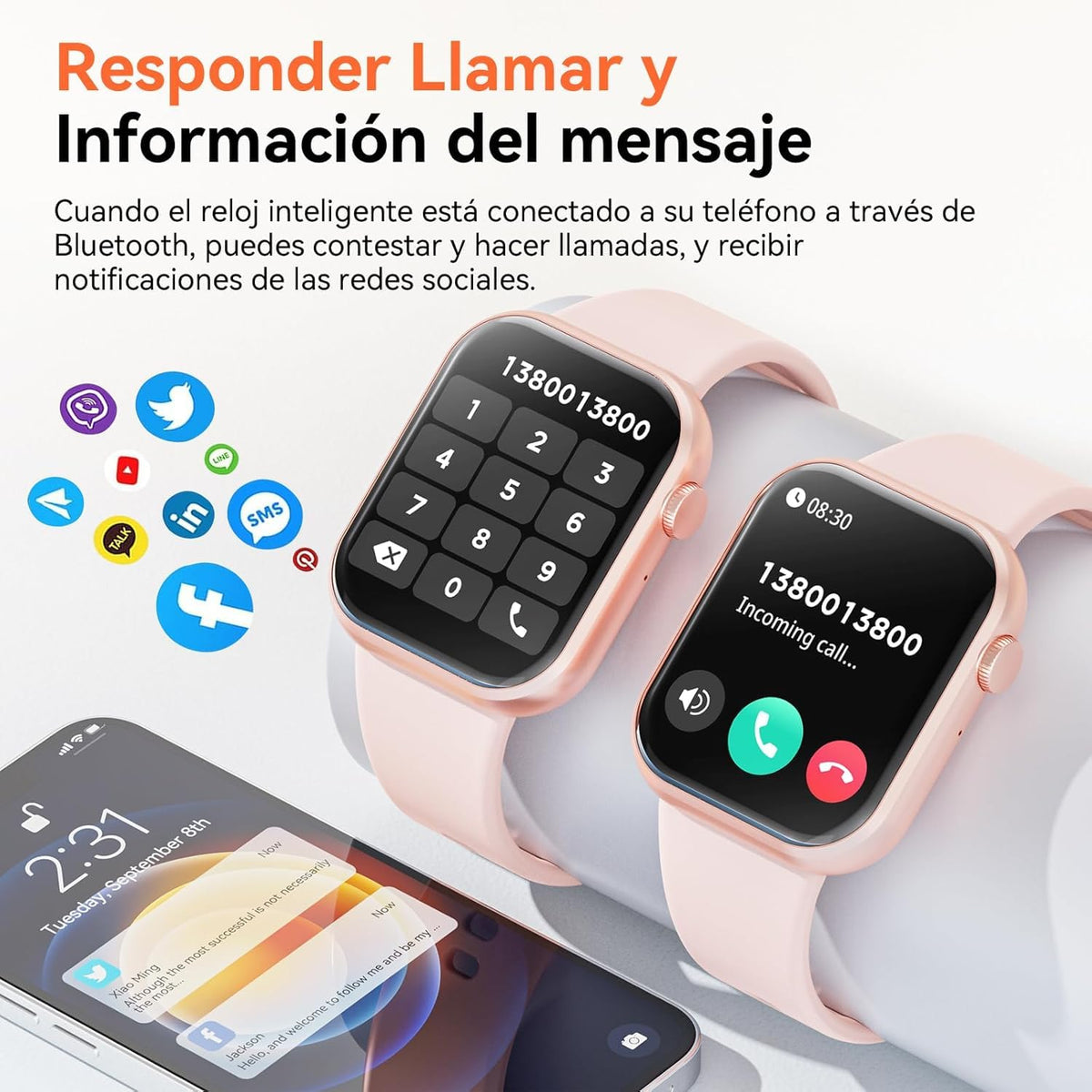 Reloj Inteligente Hwagol Negro 1.85" HD con Bluetooth y Más de 140 Modos Deportivos para Hombre y Mujer