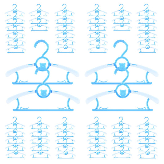 Perchas para bebé para guardería, clóset, paquete de 60 perchas de plástico para niños, ahorro de espacio, antideslizantes, extensibles, de 11 a 14 pulgadas, perchas ajustables resistentes para ropa