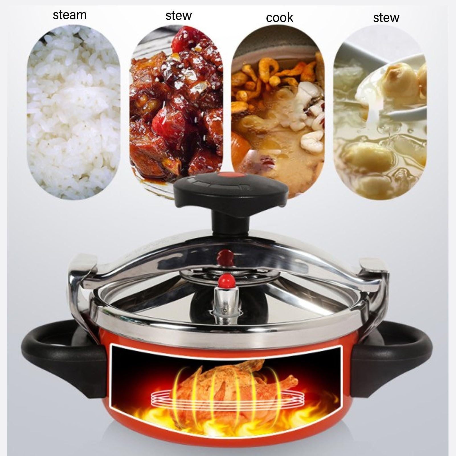 Luqeeg Olla a Presión de Acero Inoxidable de 2 Litros, Cocción Eficiente y Rápida, Multifunción, Compatible con Inducción