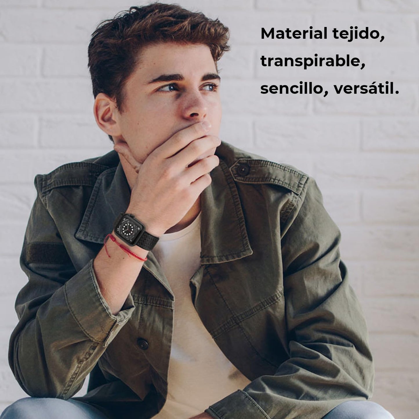 Correa Trenzada WULAR Azul Nylon Elástica Ajustable para Apple Watch