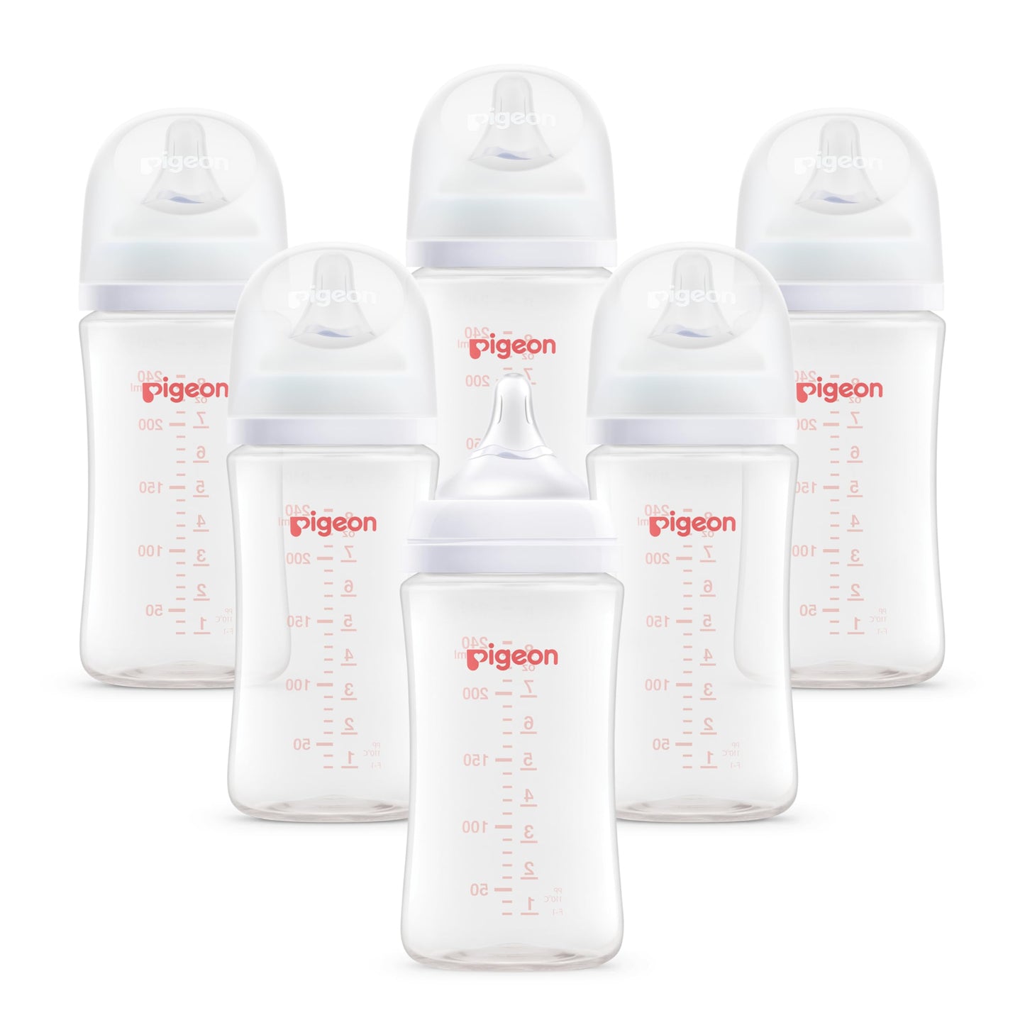 Set de Biberones Pigeon Transparente Soft Touch Boca Ancha Libre de BPA