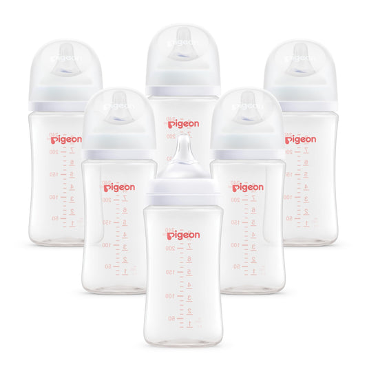 Set de Biberones Pigeon Transparente Soft Touch Boca Ancha Libre de BPA