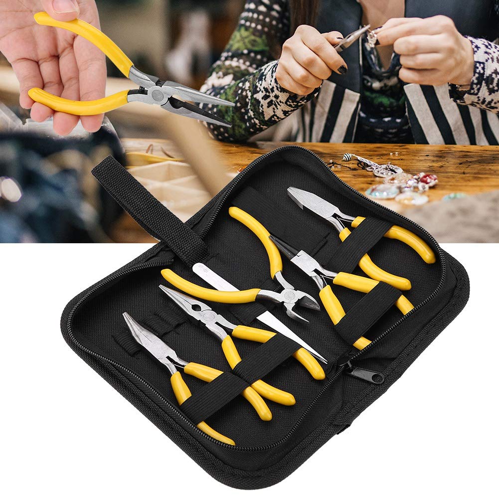 Alicates De Joyería De Alto Grado, Productos De Joyería, Herramientas De Joyería De 5Pcs Profesional Kit De Herramientas De Alicates Redondos De La Nariz Doblada Que Hace DIY, Caja Organizada