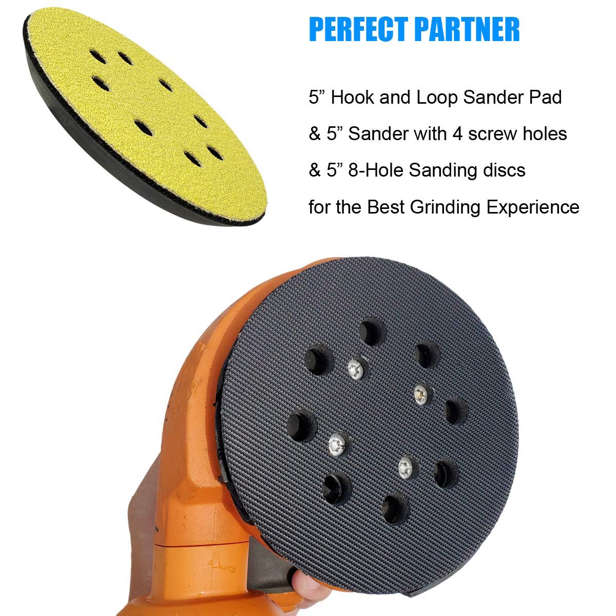 Almohadilla lijadora de gancho y bucle de 5 pulgadas para lijadoras de órbita aleatoria Ridgid R2600, R2601, almohadilla de lijado de repuesto de 8 agujeros para número de pieza 300527002, con