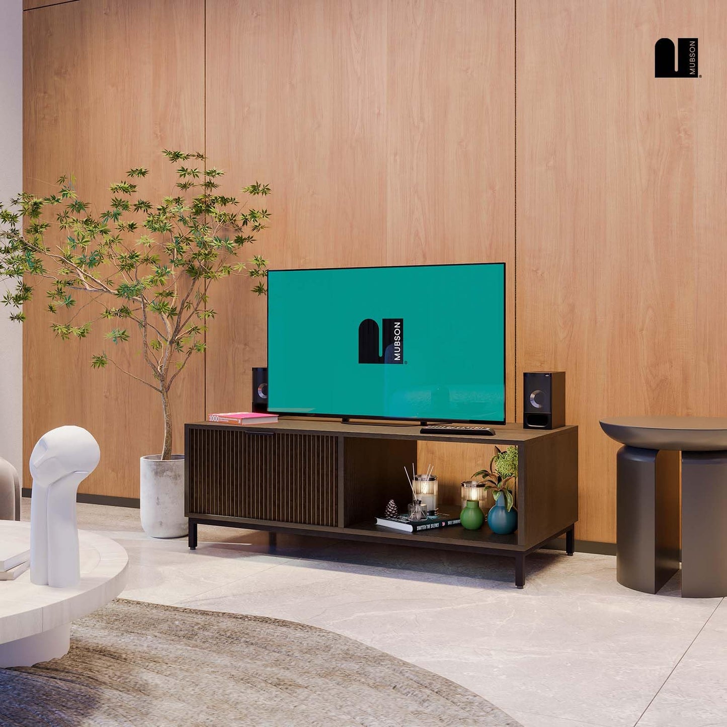 Mueble para TV MUBSON Niza Negro con 3 Compartimientos para Consolas
