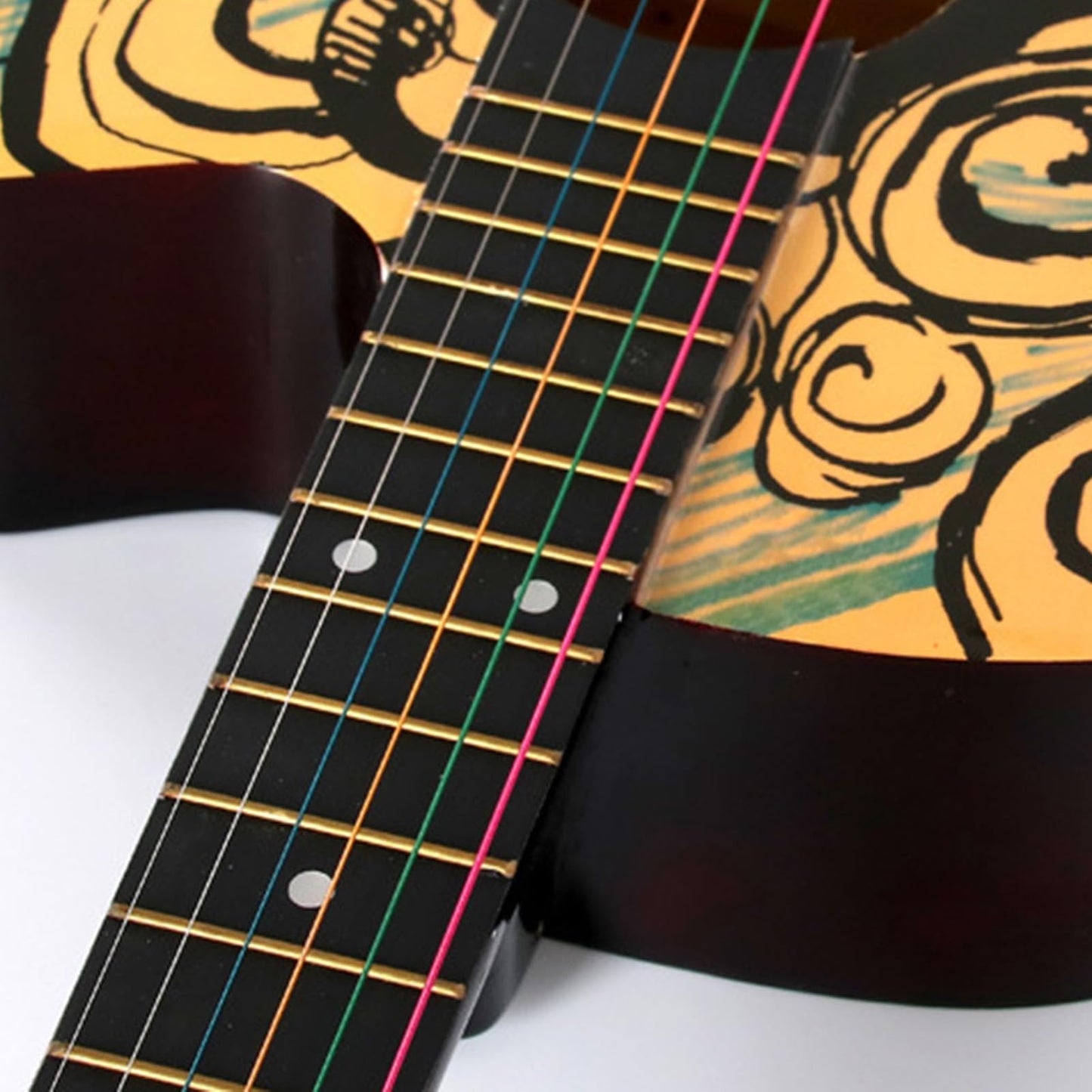 Guitarra AcúStica, Guitarra Acustica Clasica, Guitarra AcúStica para Principiantes, Guitarra Acústica de Diapasón de Alta Densidad con Patrón de Grafiti de 38 Pulgadas, para Principiantes, Adultos