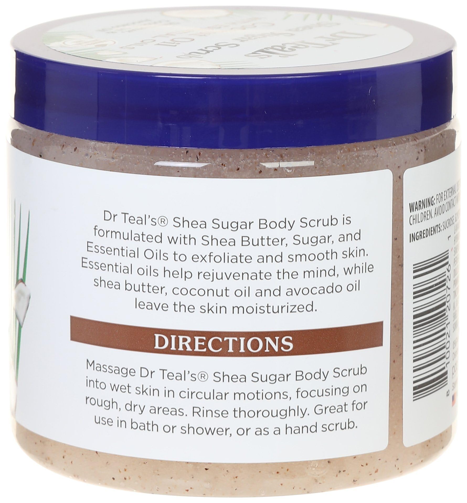 Exfoliante de Azúcar Shea Dr. Teal's Aceite de Coco 19 Ounces