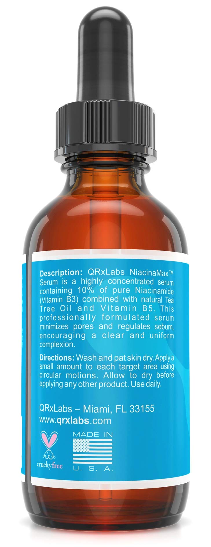 NiacinaMax Serum with 10% Niacinamide (Vitamin B3), Tea Tree Oil, Calendula Extract, Allantoin and Vit. B5 & E â€" Enhanced Dermal Penetration â€" Shrinks Pores & Reduces Blemishes on Skin â€" 2 oz / 60 ml