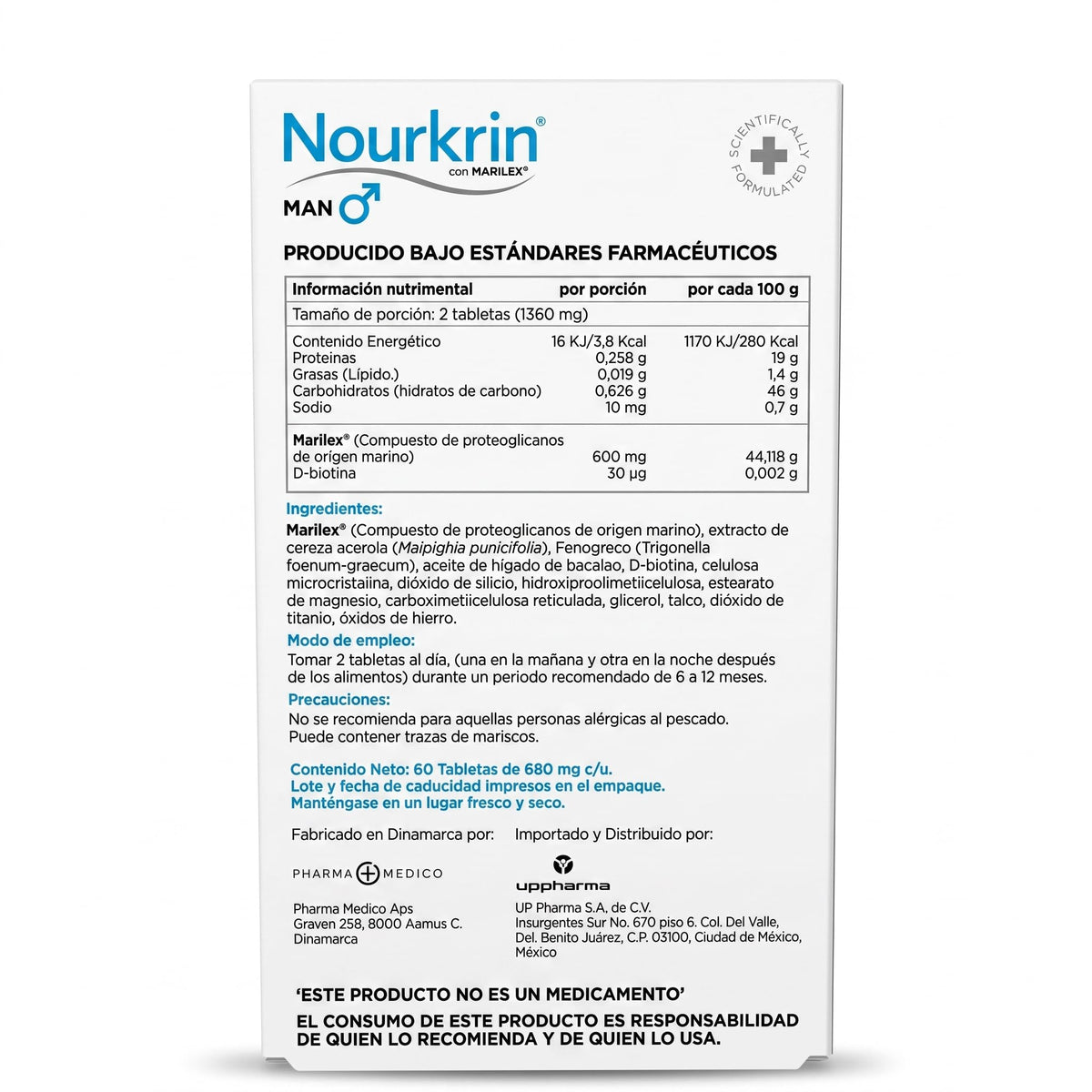 Tratamiento Capilar Pharma Medico Nourkrin Hombre 60 Tabs Paquete Doble