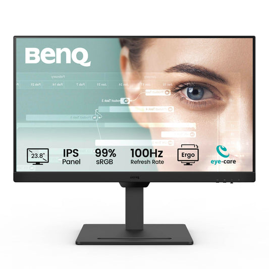 BenQ GW2490T - Monitor de computadora de 24 Pulgadas, 100 Hz, FHD 1920 x 1080p, IPS | Tecnología de Cuidado de los Ojos, luz Azul Baja, antideslumbrante, Brillo Adaptable, Altura e inclinación