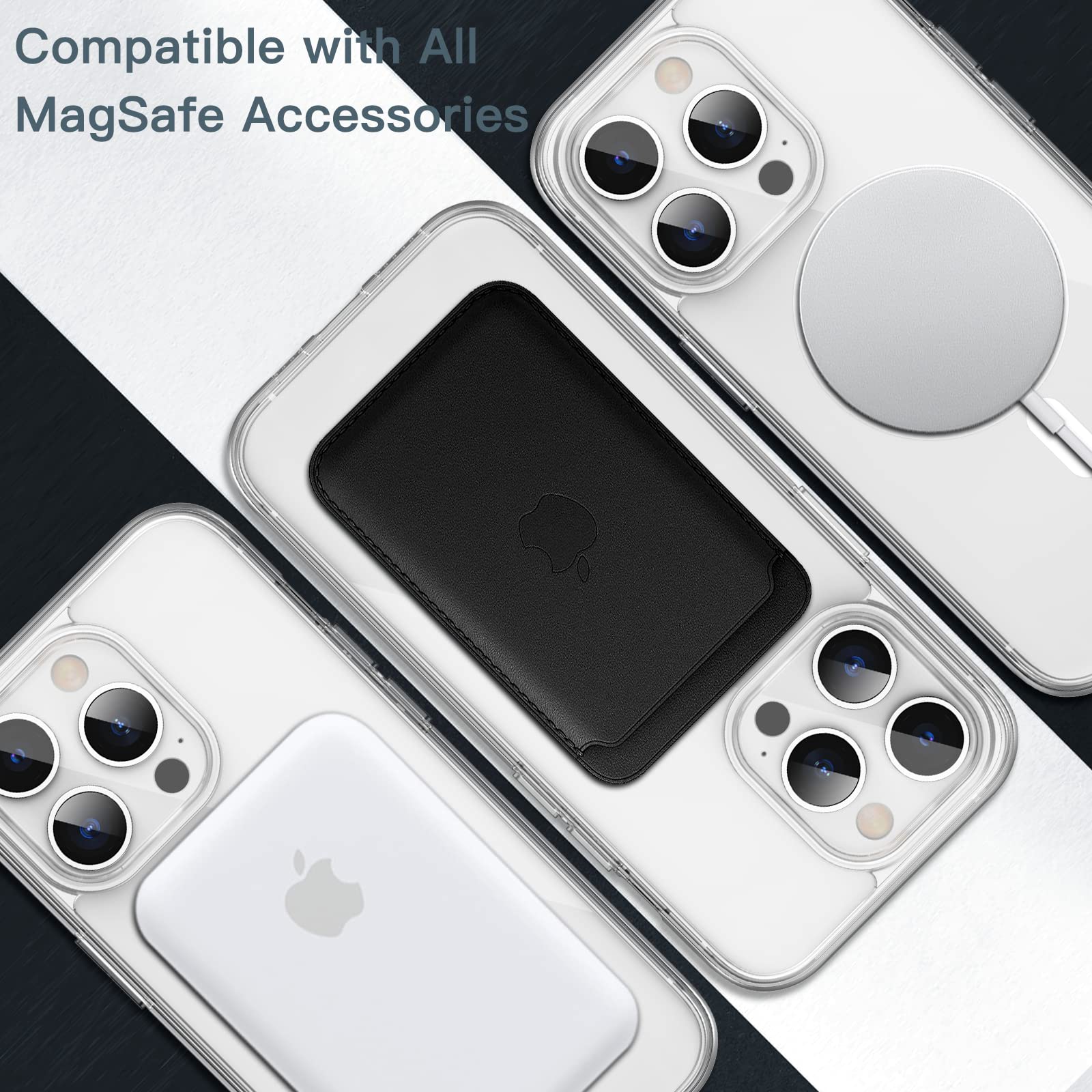 JETech Funda Magnética para iPhone 13 Pro MAX 6,7 Pulgadas Compatible con MagSafe Carga Inalámbrica, Carcasa Antigolpes, Parte Trasera Transparente Anti-Arañazos (Transparente)