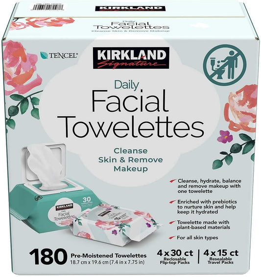 Kirkland-Signature Daily Facial Towellettes, 4.53 Pound (180 Count, 1-Box)