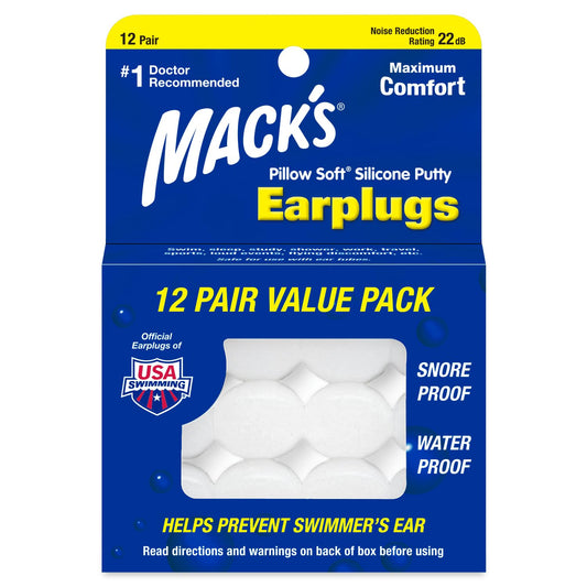 Tapones para los Oídos Mack's Silicona Suave Moldable para Dormir y Viajar