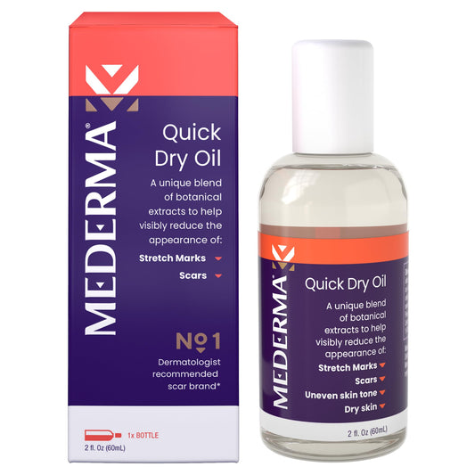 Mederma- Aceite de secado rápido, tratamiento para cicatrices y estrías, ayuda a mejorar la apariencia de cicatrices y estrías.