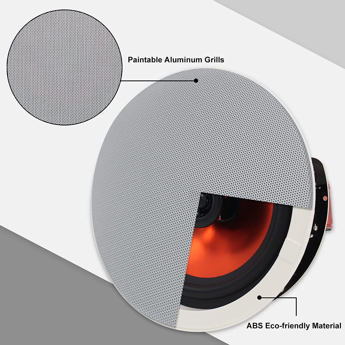 Herdio Paquete de Audio para el hogar con Control de Pared Compatible con Bluetooth Amplificador Receptor con Altavoces de Techo de 300 W de 6.5 Pulgadas, Perfecto para Cine en casa, Oficina
