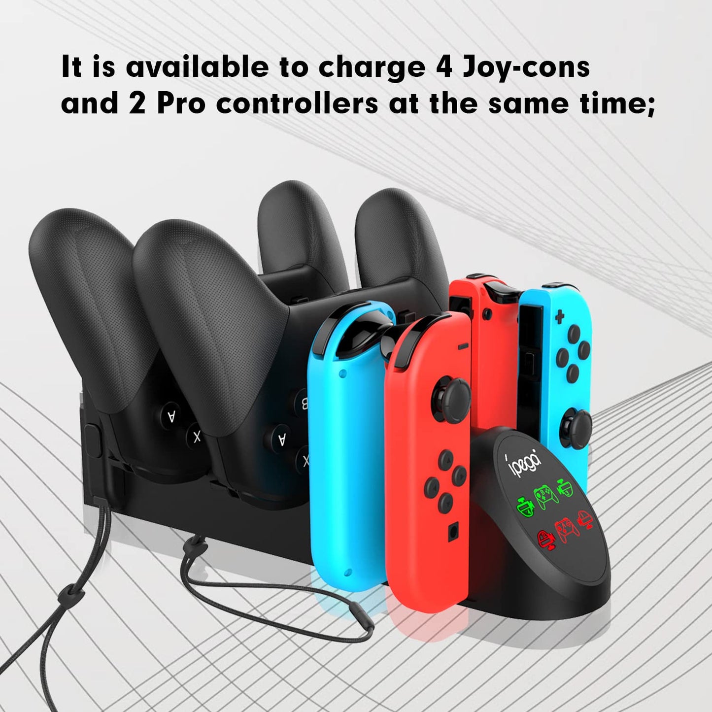 Base de carga para Nintendo Switch, estación de carga para Nintendo Switch Joy Cons y controladores Nintendo Switch Pro con indicador LED