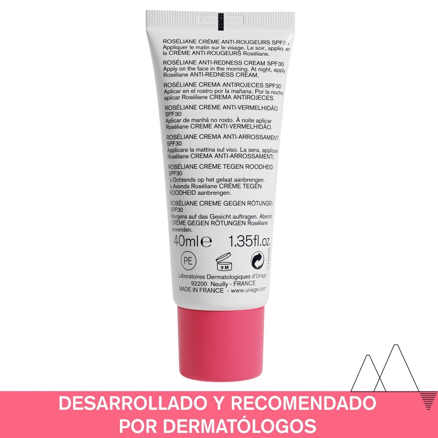 Uriage Roseliane Crema Facial Anti-Rojeces SPF30 Hidratante, con Extracto de Ginseng y Algas - Cubre el Enrojecimiento, Proporciona una Acción Calmante de Larga Duración. Aroma Floral y Afrutado - Para Pieles Sensibles - No Comedogénico