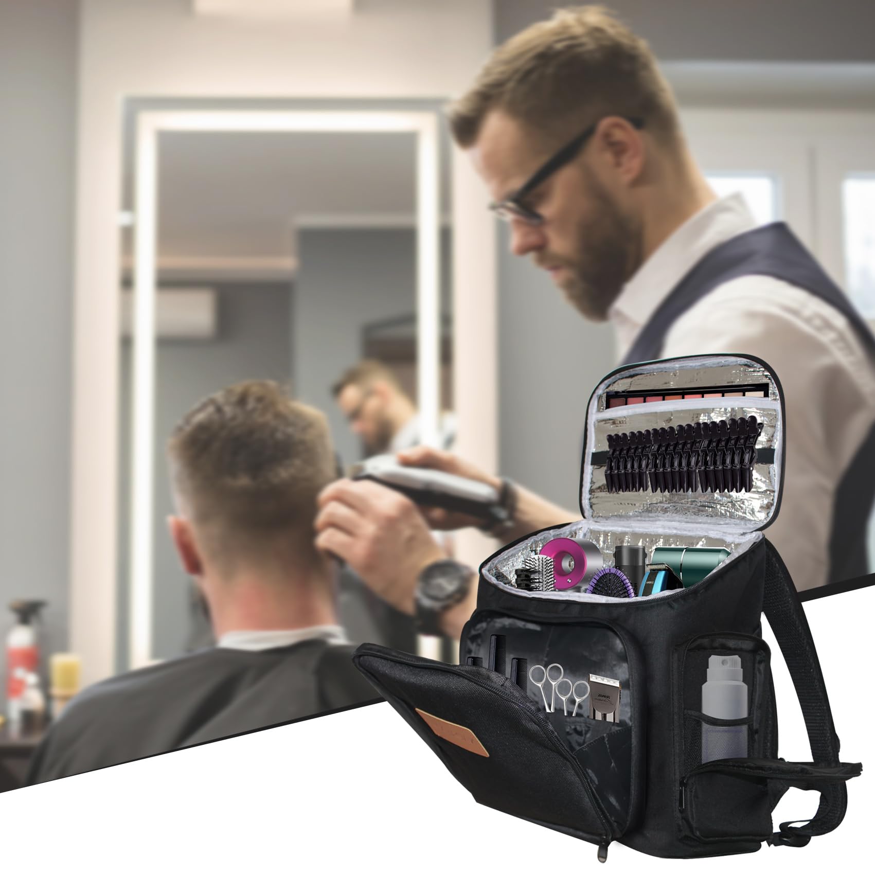 Bolsa de Viaje NADAENMF Negro Grande para Peluquería y Cosmetología