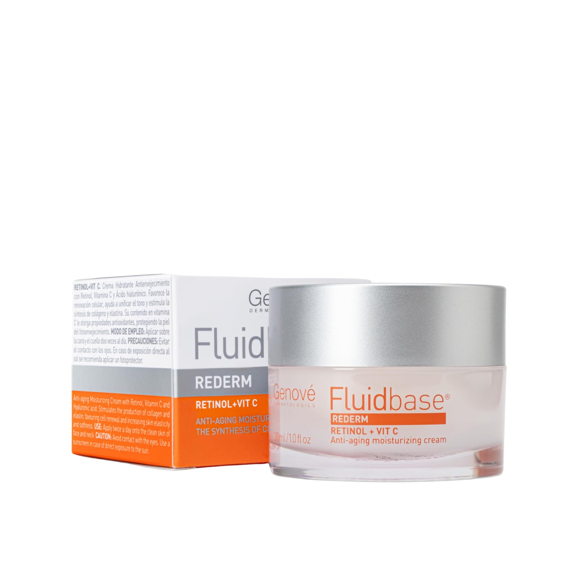 Genové Fluidbase Rederm Crema con Retinol y Vitamina C, envase con 30 ml