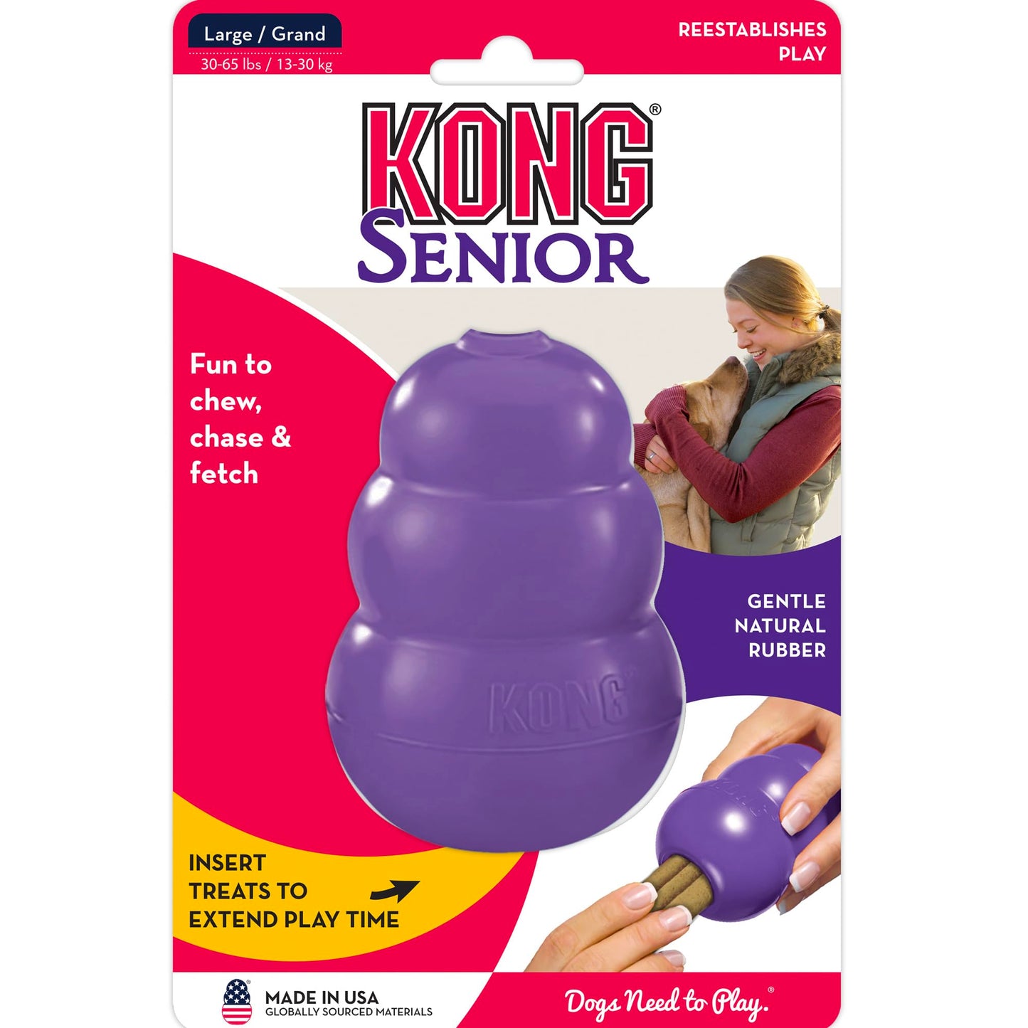 Kong Senior Dog Toy, Large, Purple