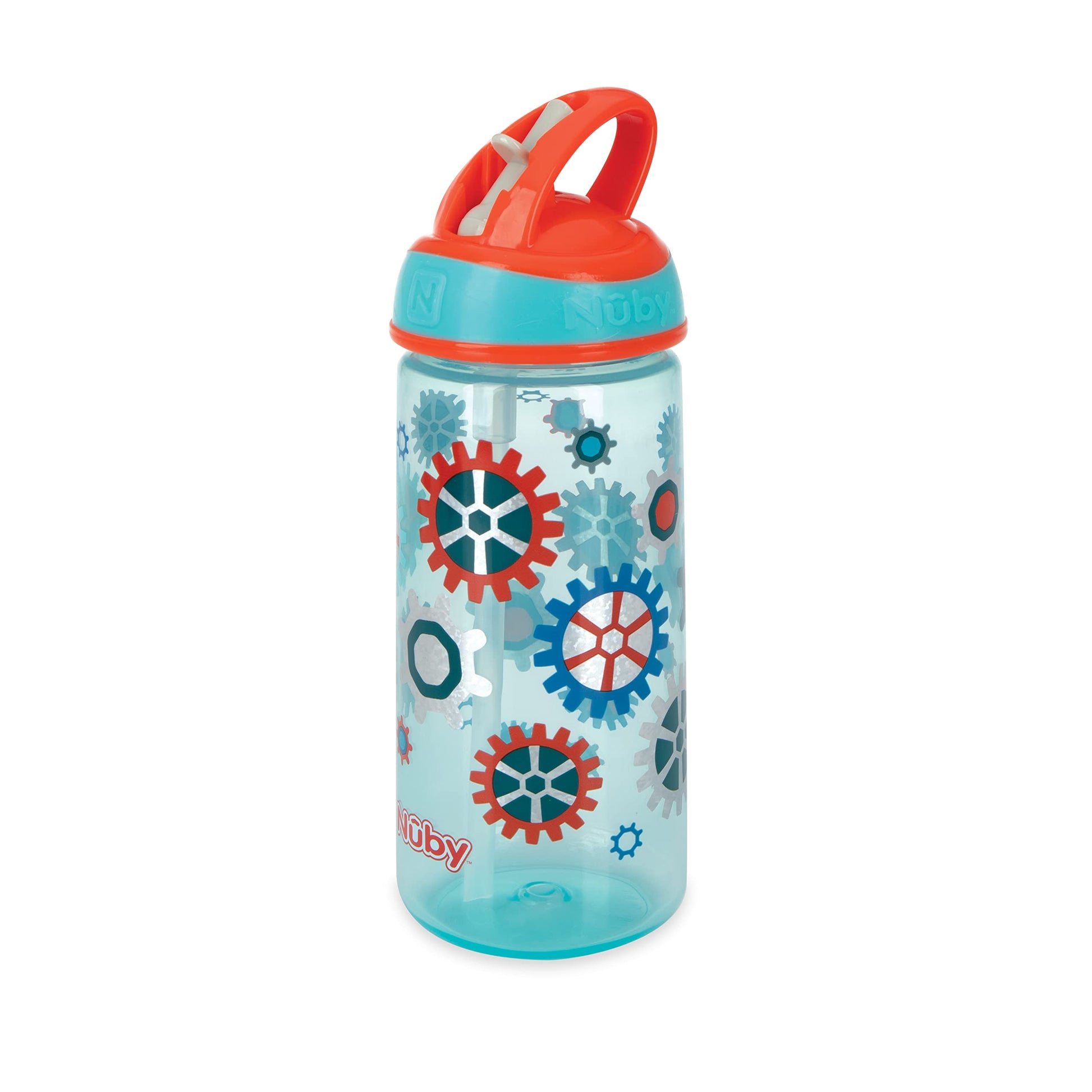 Botellas de Agua Nuby Iridiscentes para Niños con Pajita Dura a Prueba de Mordeduras Robot y Monstruo 18 Meses 540 ml Paquete de 2