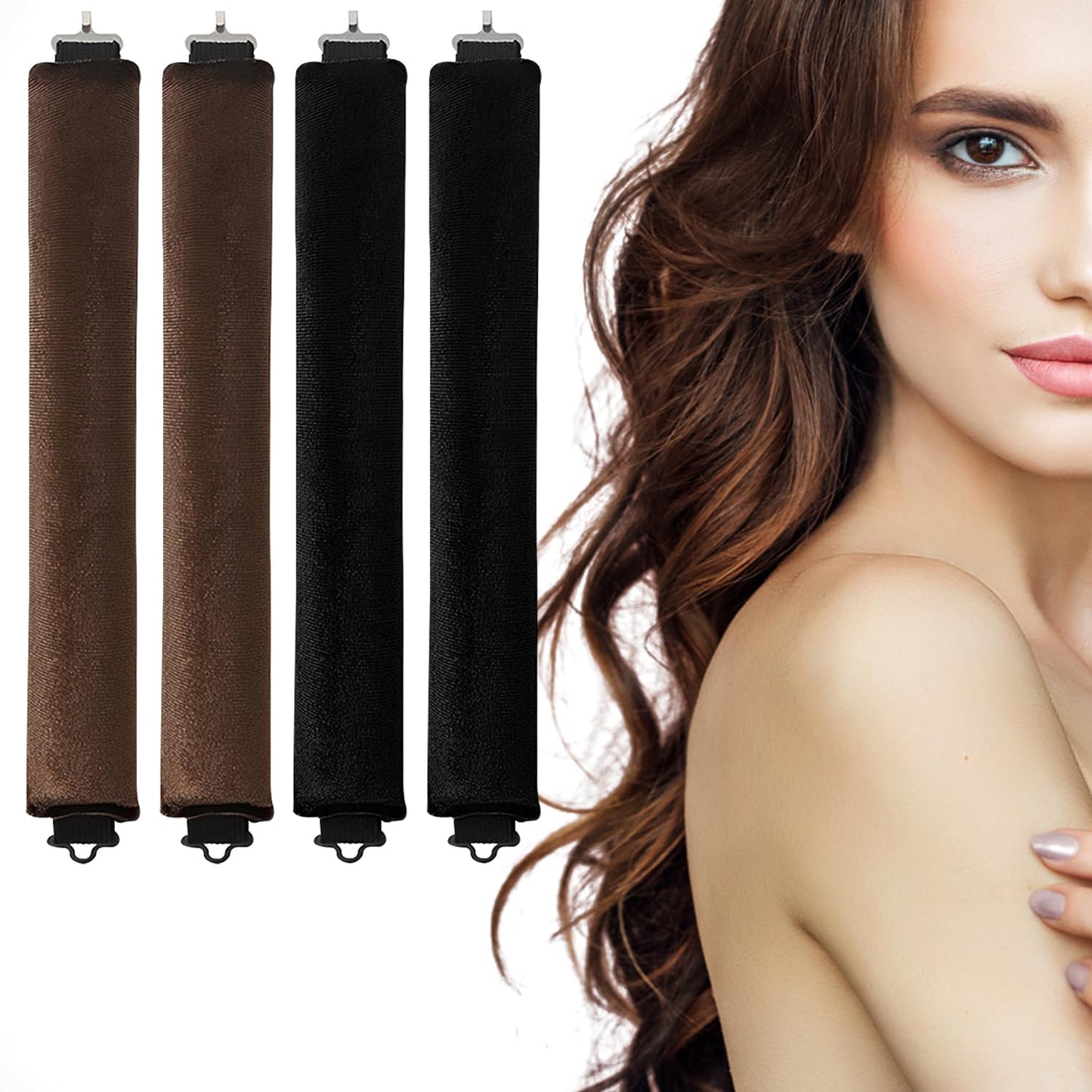 Yanlin Rizadores de Cabello Sin Calor, 4PCS Tubos para Peinar el Cabello, Cinta Para Rizar Sin Calor para Dormir, Rizador Sin Calor Para Cabellos Cortos y Medios, Herramientas de Peluquería