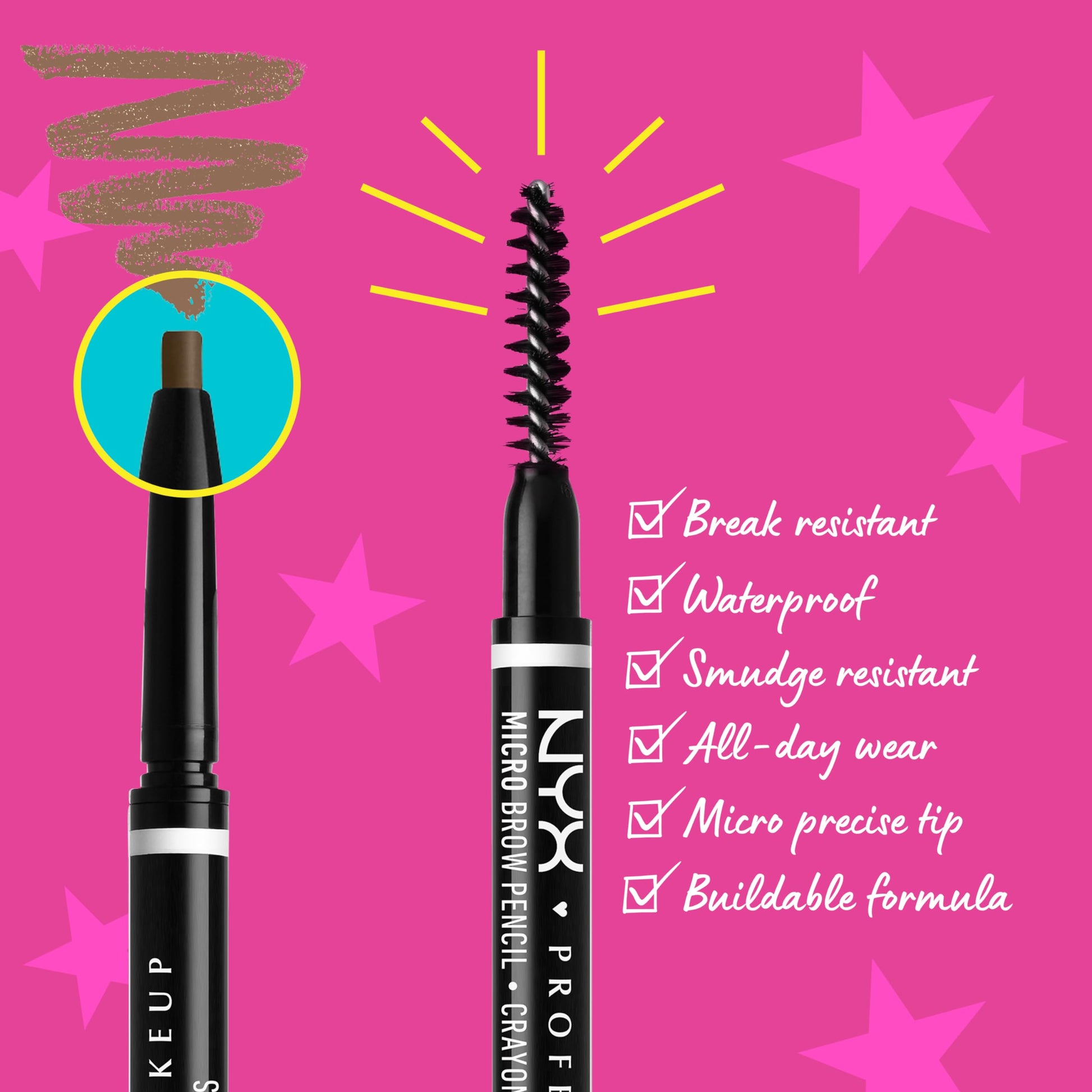 Delineador para cejas, Micro Brow Pencil, Nyx Professional Makeup, Tono Blonde, 1g
